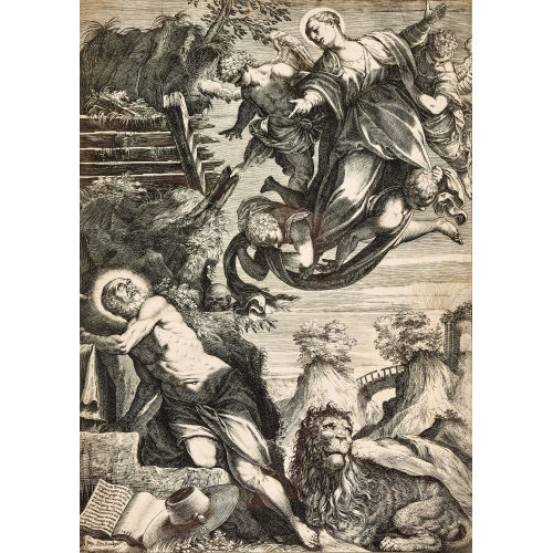 AGOSTINO CARRACCI : Die Heilige Jungfrau erscheint dem Heiligen Hieronymus (DOBIASCHOFSKY AUKTIONEN AG)