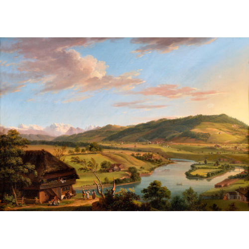 JOHANN LUDWIG ABERLI : Aussicht von der Bundesterrasse in Bern gegen Marzili und Gurten (DOBIASCHOFSKY AUKTIONEN AG)