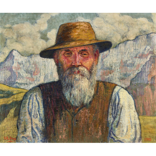 LOUIS ULDRY : B�rtiger Bauer vor Bergkulisse (DOBIASCHOFSKY AUKTIONEN AG)
