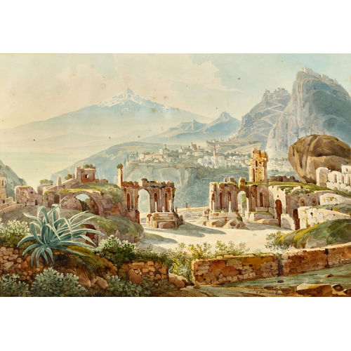 JOHANN JAKOB WOLFENSBERGER : Das antike Theater in Taormina (DOBIASCHOFSKY AUKTIONEN AG)
