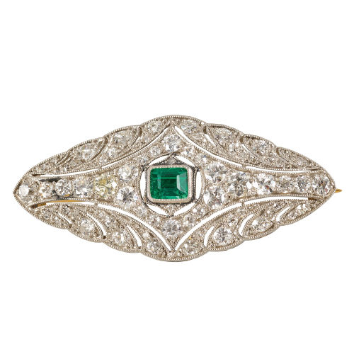 SMARAGD-DIAMANT-BROSCHE : Art d�co (DOBIASCHOFSKY AUKTIONEN AG)