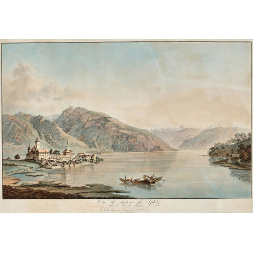 HEINRICH RIETER : 'V�e du chateau de Spietz sur le lac de Thoun' (DOBIASCHOFSKY AUKTIONEN AG)