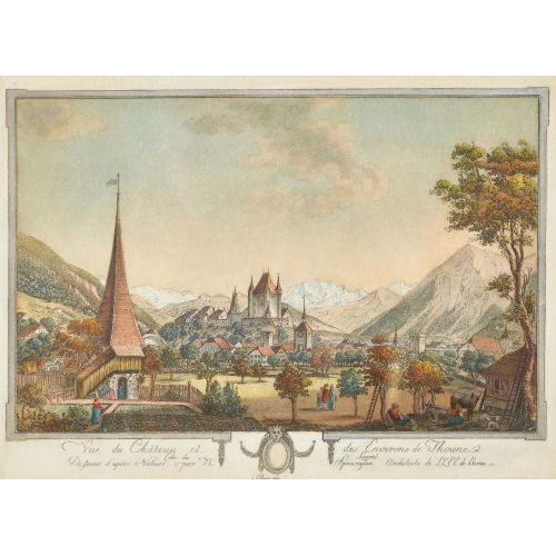 NIKOLAUS SPR�NGLIN : 'Vue du Ch�teau et des Environs de Thoune Cot� du Levant' (DOBIASCHOFSKY AUKTIONEN AG)