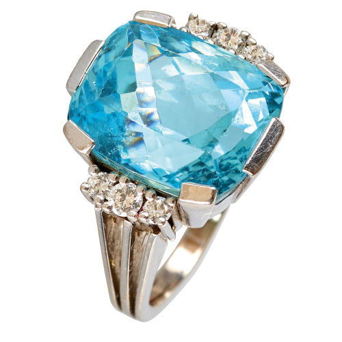 AQUAMARIN-BRILLANT-RING : (DOBIASCHOFSKY AUKTIONEN AG)