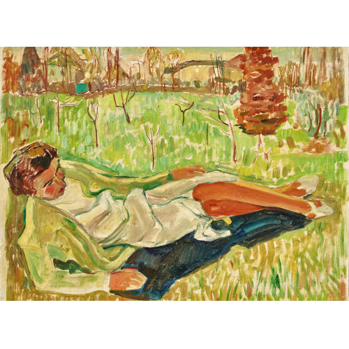 EDMOND BILLE : Liegende Frau im Park (DOBIASCHOFSKY AUKTIONEN AG)