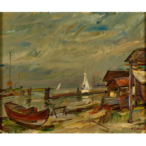 KARL SCHW�RZLER : Hafenpartie mit Strand (DOBIASCHOFSKY AUKTIONEN AG)