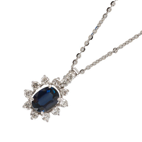 SAPHIR-BRILLANT-ANH�NGER MIT KETTE : (DOBIASCHOFSKY AUKTIONEN AG)