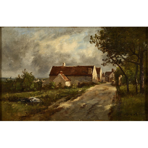 L�ON RICHET : Dorfstrasse mit H�usern (DOBIASCHOFSKY AUKTIONEN AG)