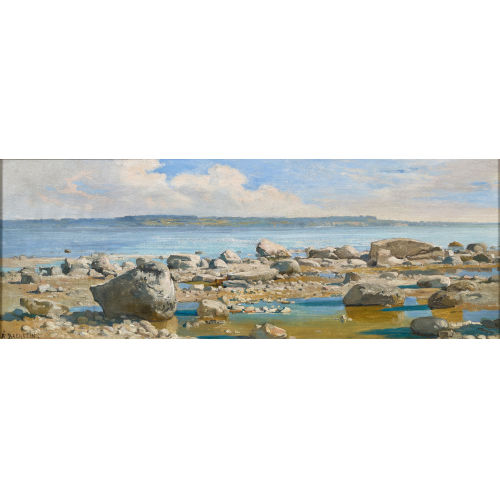 AUGUSTE BACHELIN : 'Plage de Marin en dessous de la falaise' (DOBIASCHOFSKY AUKTIONEN AG)