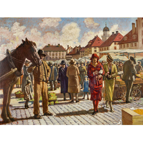 WILLIAM-VICTOR AUBERT : 'Jour de march� ou March� de La Chaux-de-Fonds' (DOBIASCHOFSKY AUKTIONEN AG)