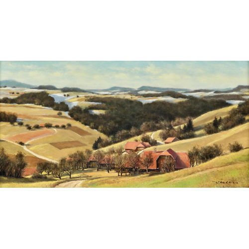 WALTER) FELBRA (EIGTL. FELLER-BRAND : Sonnige Landschaft mit Schneeschmelze (DOBIASCHOFSKY AUKTIONEN AG)