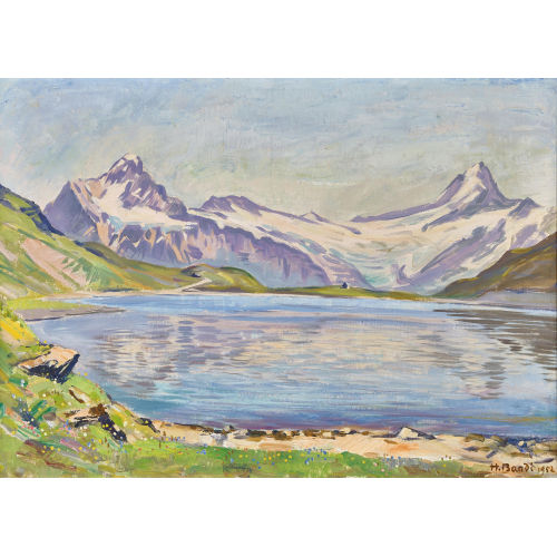 HANS BANDI : Bachsee ob Grindelwald mit Wetterhorn und Schreckhorn (DOBIASCHOFSKY AUKTIONEN AG)