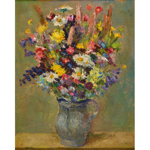 PAUL JAKOB) PAOLO (EIGTL. M�LLER : Blumenstrauss in Steinzeugkrug (DOBIASCHOFSKY AUKTIONEN AG)