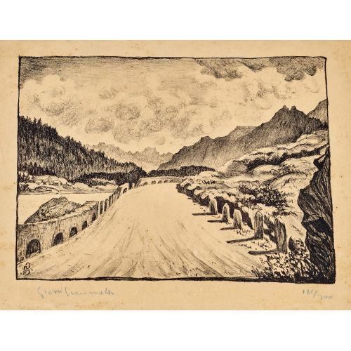 GIOVANNI GIACOMETTI : 'Strasse nach Maloja entlang dem Silsersee' (DOBIASCHOFSKY AUKTIONEN AG)