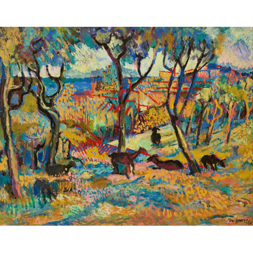 SERGE BRIGNONI : Landschaft mit B�umen und Schafen (DOBIASCHOFSKY AUKTIONEN AG)