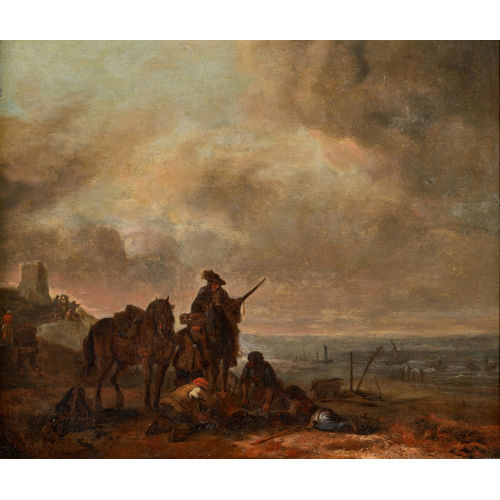17./18. JH. HOLLAND : Strandlandschaft mit Figurenstaffage (DOBIASCHOFSKY AUKTIONEN AG)