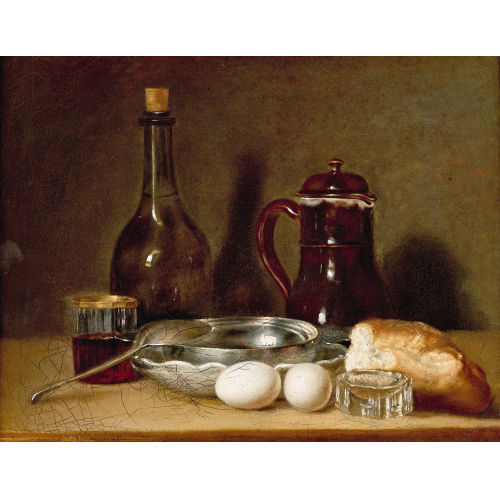 HENRI-HORACE ROLAND (AUCH DE LA PORTE) DELAPORTE : Nature morte aux oeufs et � la miche de pain (DOBIASCHOFSKY AUKTIONEN AG)
