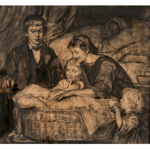 ALBERT ANKER : Das Neugeborene (Kompositionsstudie) (DOBIASCHOFSKY AUKTIONEN AG)