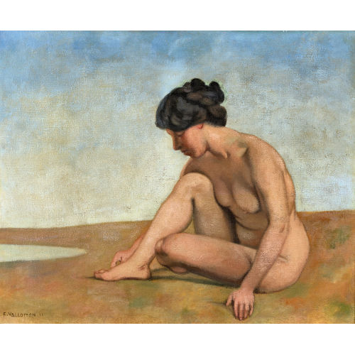 FLIX VALLOTTON : 'Petite baigneuse accroupie de profil sur le sable' (DOBIASCHOFSKY AUKTIONEN AG)