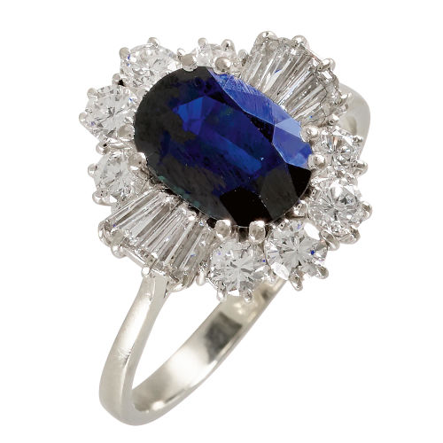 SAPHIR-DIAMANT-RING : (DOBIASCHOFSKY AUKTIONEN AG)