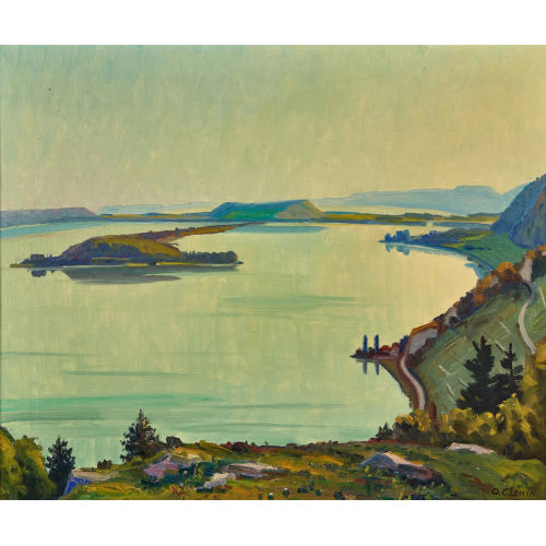 OTTO CL�NIN : Blick auf den Bielersee mit St. Petersinsel (DOBIASCHOFSKY AUKTIONEN AG)