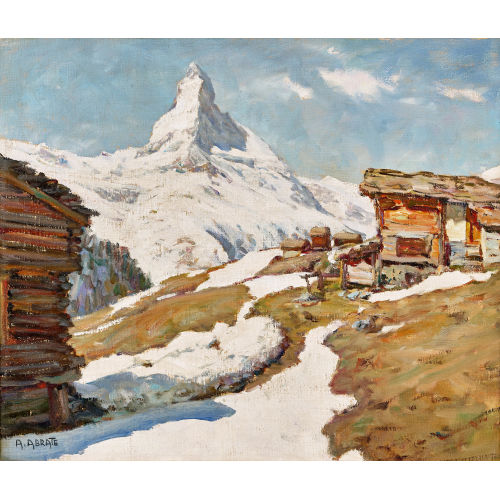ANGELO ABRATE : Blick auf das Matterhorn im Vorfr�hling (DOBIASCHOFSKY AUKTIONEN AG)