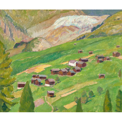 REN� FRANCILLON : Walliser Berglandschaft mit H�usern (DOBIASCHOFSKY AUKTIONEN AG)