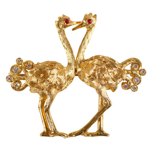 RUBIN-DIAMANT-BROSCHE : (DOBIASCHOFSKY AUKTIONEN AG)
