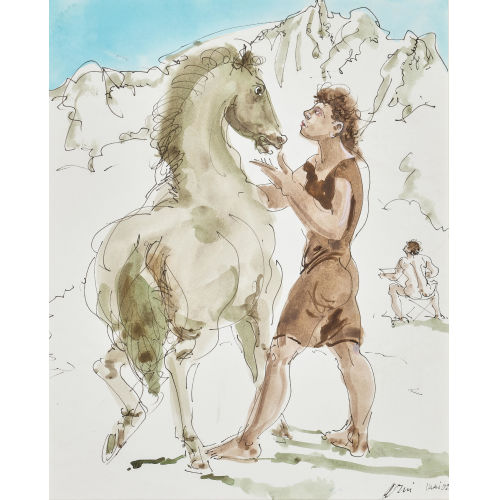 HANS ERNI : Junger Mann mit Pferd (DOBIASCHOFSKY AUKTIONEN AG)