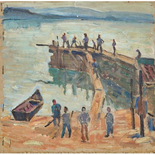 ERNST SAMUEL GEIGER : Arbeiter am Hafen (DOBIASCHOFSKY AUKTIONEN AG)