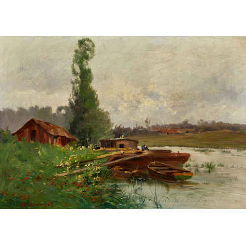 HENRI L�OPOLD GIRARDET : Flusslandschaft im Fr�hling (DOBIASCHOFSKY AUKTIONEN AG)