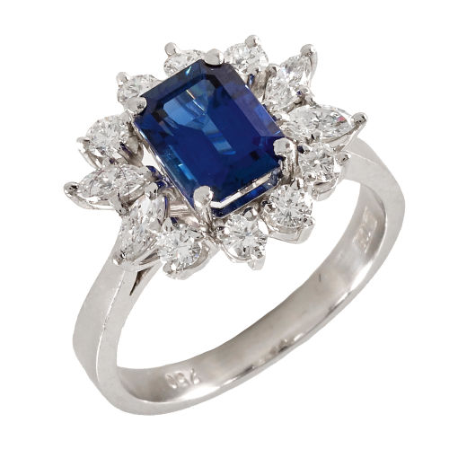 SAPHIR-DIAMANT-RING : (DOBIASCHOFSKY AUKTIONEN AG)