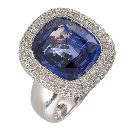SAPHIR-DIAMANT-RING : (DOBIASCHOFSKY AUKTIONEN AG)
