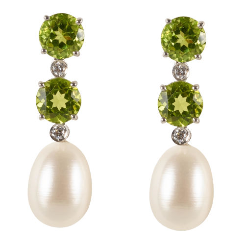 PERIDOT-PERLEN-DIAMANT-OHRH�NGER : (DOBIASCHOFSKY AUKTIONEN AG)