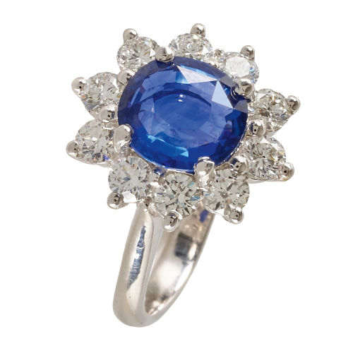 SAPHIR-DIAMANT-RING : (DOBIASCHOFSKY AUKTIONEN AG)