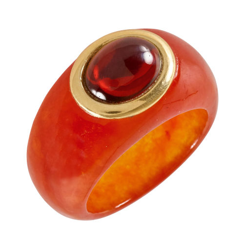 GRANAT-JADE-RING : (DOBIASCHOFSKY AUKTIONEN AG)
