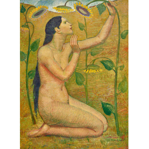 PAUL TH�OPHILE ROBERT : Femme aux tournesols (DOBIASCHOFSKY AUKTIONEN AG)