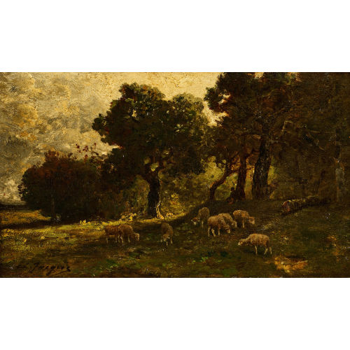 CHARLES �MILE JACQUE : Weidende Schafe (DOBIASCHOFSKY AUKTIONEN AG)