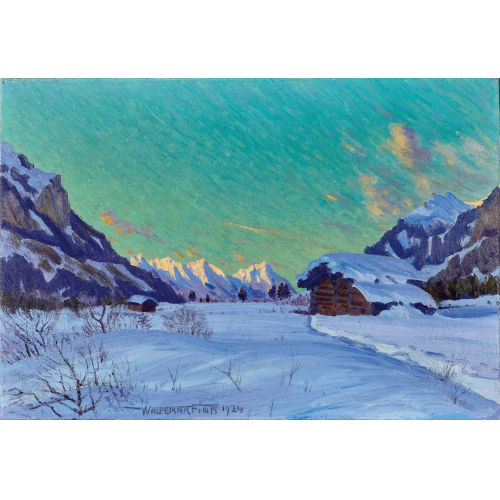 WALDEMAR THEOPHIL FINK : 'Winterabend bei Kandersteg' (DOBIASCHOFSKY AUKTIONEN AG)