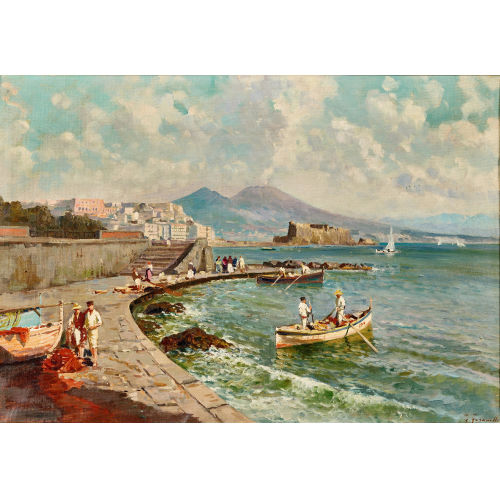GAETANO FASANOTTI : Neapel mit Blick auf den Vesuv (DOBIASCHOFSKY AUKTIONEN AG)