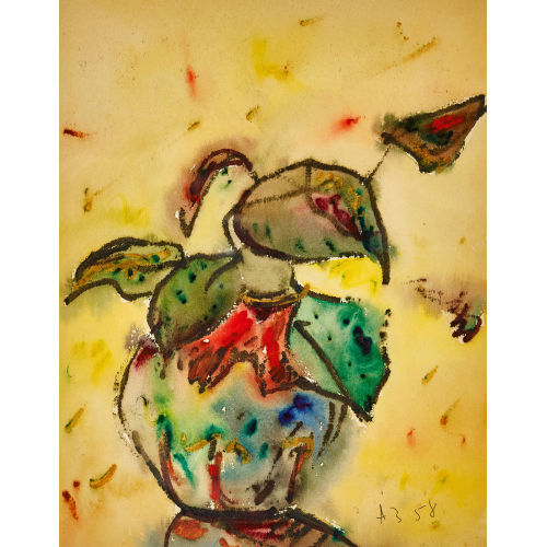 ANATOLY TIMOFEEVIC ZVEREV : Flamingoblume in Vase (DOBIASCHOFSKY AUKTIONEN AG)