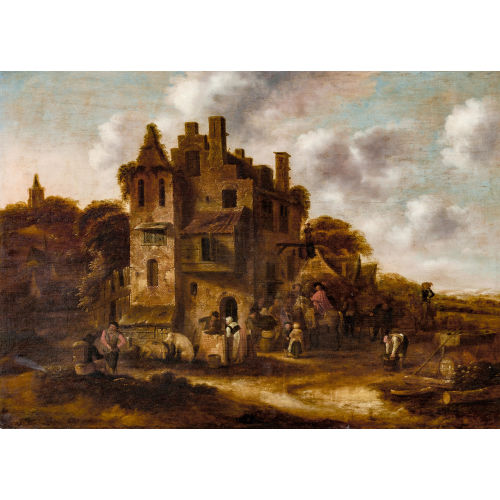 NICOLAES (AUCH CLAES) MOLENAER : Reisende vor einem Wirtshaus (DOBIASCHOFSKY AUKTIONEN AG)