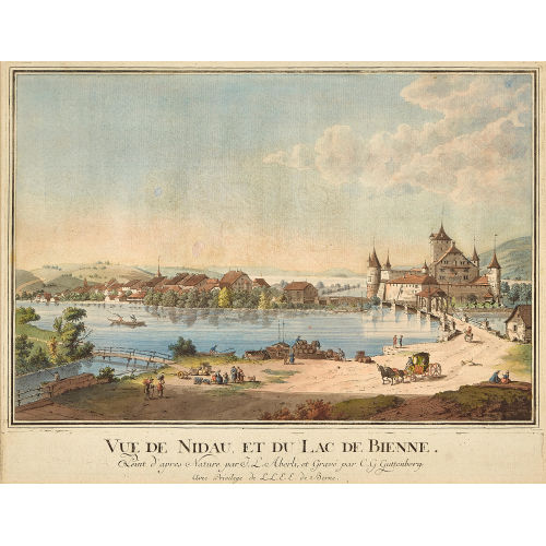 JOHANN LUDWIG ABERLI : 'Vue de Nidau, et du Lac de Bienne' (DOBIASCHOFSKY AUKTIONEN AG)