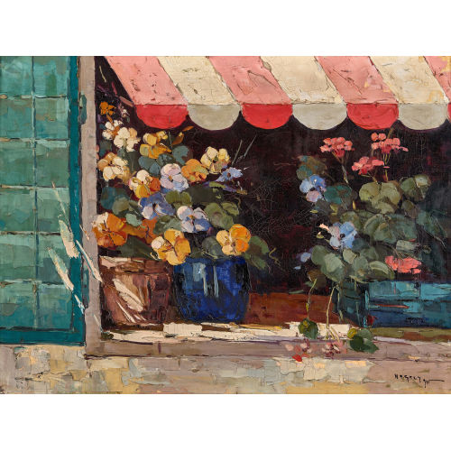 RUDOLF N�GELY : Blumen im Fensterausschnitt (DOBIASCHOFSKY AUKTIONEN AG)