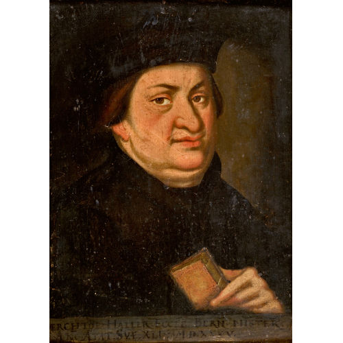 16. JH. SCHWEIZ : Brustbildnis von Berchtold Haller (1494-1536) mit Buch (DOBIASCHOFSKY AUKTIONEN AG)