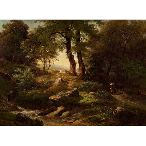 FRAN�OIS DIDAY : Waldlandschaft mit Bach und B�uerin mit Kind (DOBIASCHOFSKY AUKTIONEN AG)