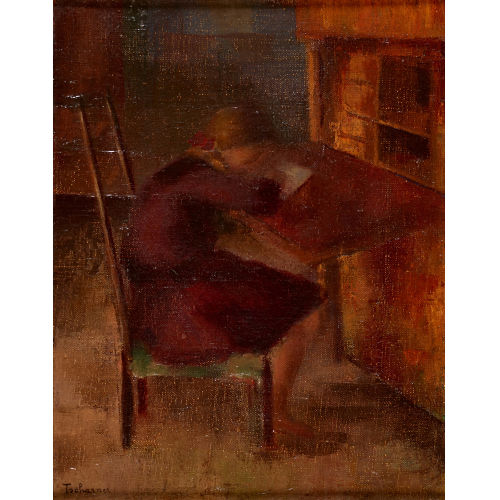 JOHANN WILHELM VON TSCHARNER : 'M�dchen am Schreibtisch' (DOBIASCHOFSKY AUKTIONEN AG)