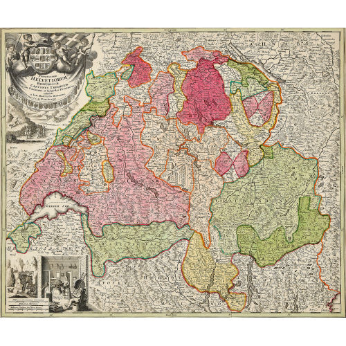 JOHANN BAPTIST HOMANN : 'Potentissimae Helvetiorum Reipublicae Cantones Tredecim Cum Foederatis et Subjectis Provincus' (DOBIASCHOFSKY AUKTIONEN AG)