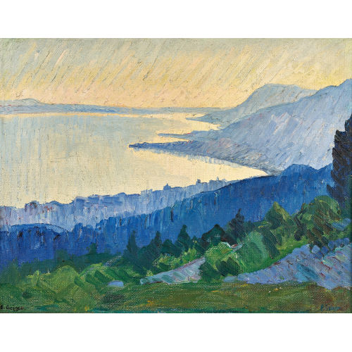 ERNST SAMUEL GEIGER : Blick auf den Neuenburgersee (DOBIASCHOFSKY AUKTIONEN AG)