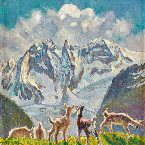 OSCAR NUSSIO : Blick auf die Sciora-Bondasca-Gruppe (DOBIASCHOFSKY AUKTIONEN AG)